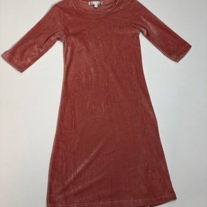 Peach Velvet Long sleeve dress